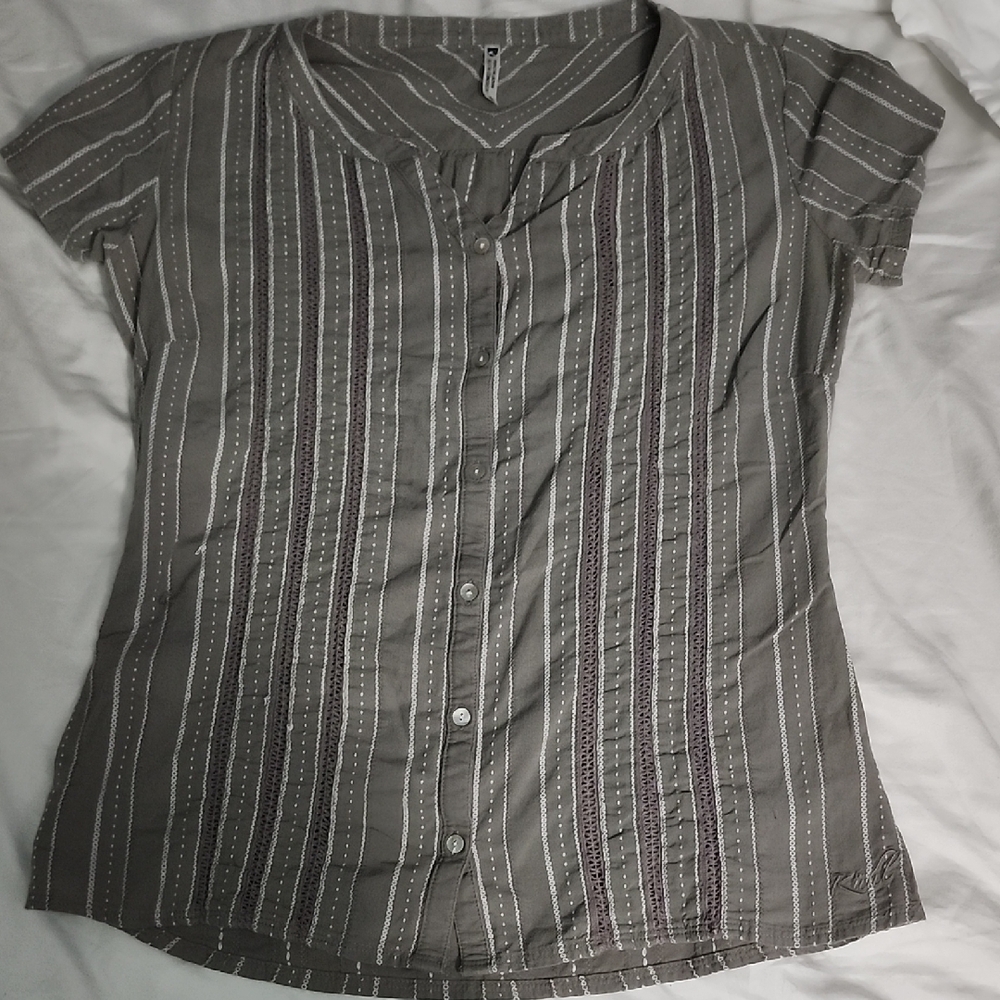 Gray Striped Women's Top